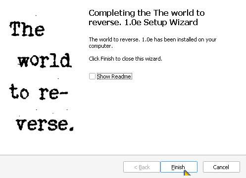 Completed The world to reverse installer running with WINE on Linux.
