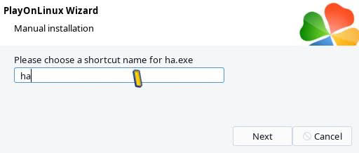 Naming shortcut for ha.exe in PlayOnLinux.