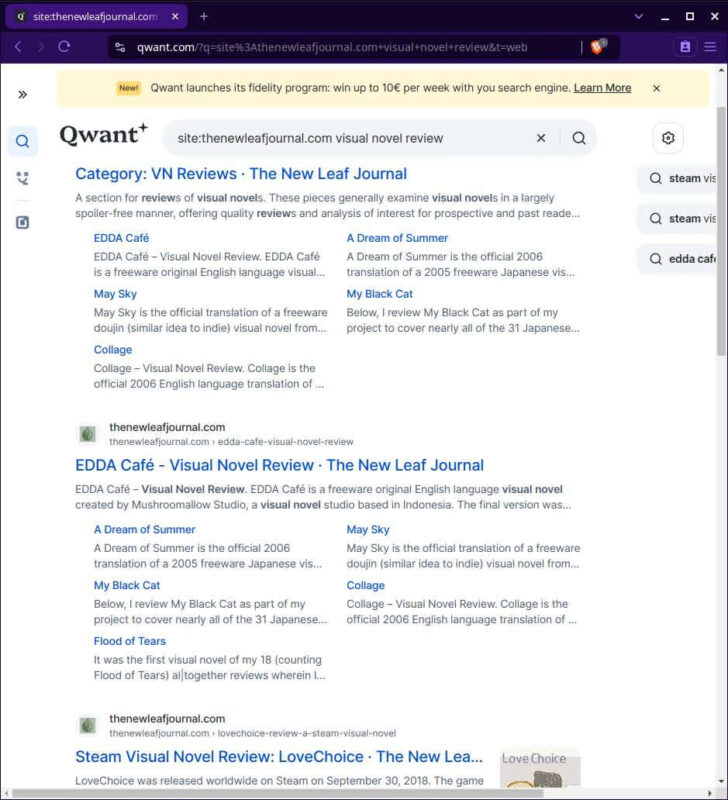 Qwant search results for query -- site:thenewleafjournal.com visual novel review