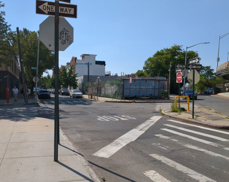 Hicks and Luquer Streets near the foot of the Hamilton Avenue Footbridge.